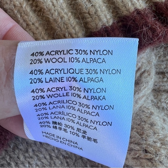 Anthropologie Theia V-Neck Sweater Size Large NWT Natural Stripe Metallic Accent - Picture 13 of 13